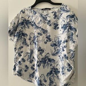 Zara blue and white shirt sleeve shirt